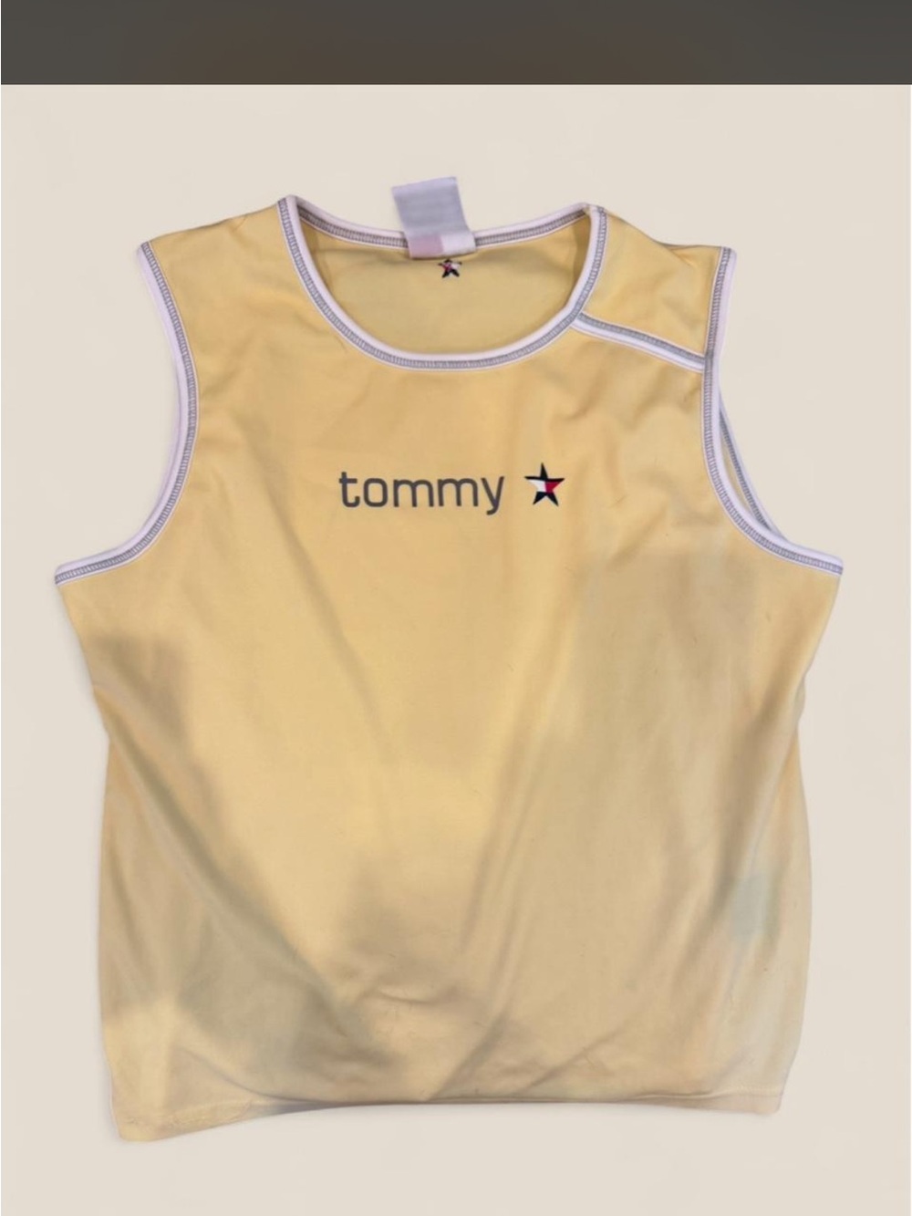 Tommy Hilfiger Pale Yellow Sleeveless Logo Tank